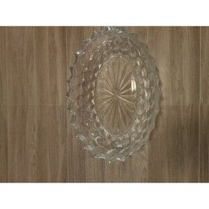 Fostoria American Oval Serving Bowl Vintage Clear Glass Cube Pattern Dish